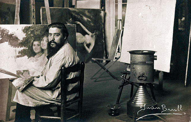 Joan Brull al seu taller. Fotografia de Francesc Serra, 1904. Arxiu Fotogràfic de Barcelona